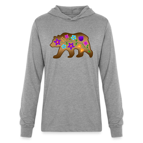 Floral Bear PFD x Bizaanide'ewin Unisex Long Sleeve Hoodie Shirt - heather grey