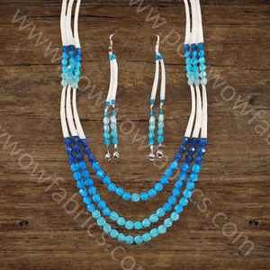 Dentalia Necklace/Earring Set #1 - "Blue Monday"