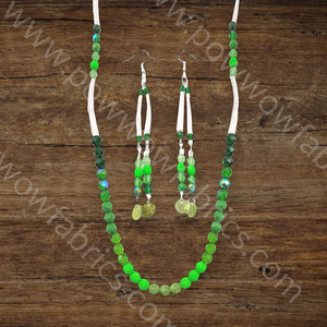 Dentalia Necklace/Earring Set #3 - "Green With Envy"