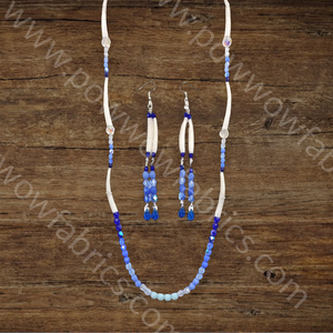 Dentalia Necklace/Earring Set #4 - "Blue Suede Shoes"