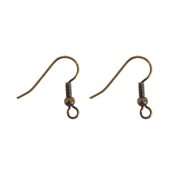 Earring Hooks (Antique Brass), 3.75mm